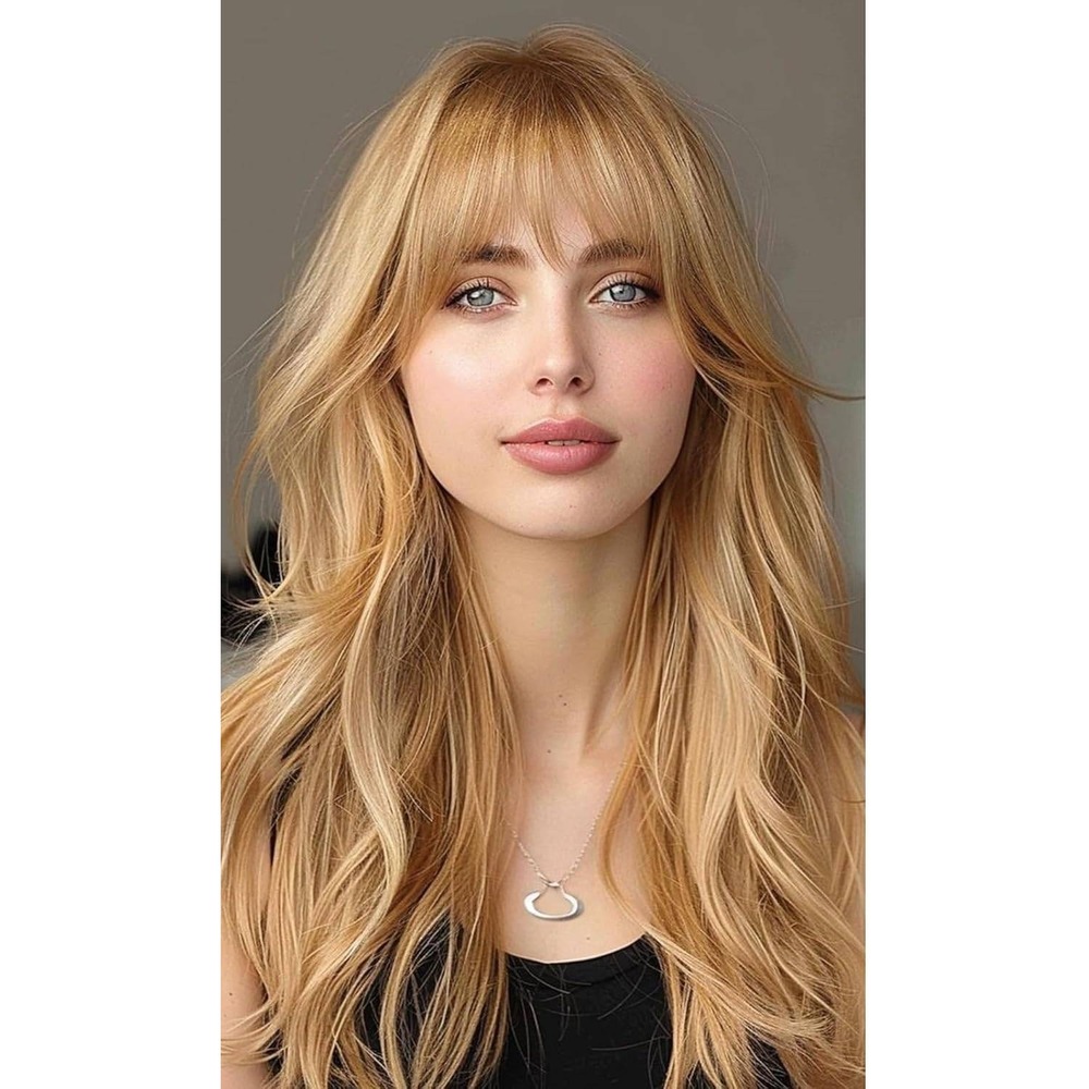 Strawberry Blonde Clip-In Curtain Bangs Synthetic Hair Extensions Fringe NEW